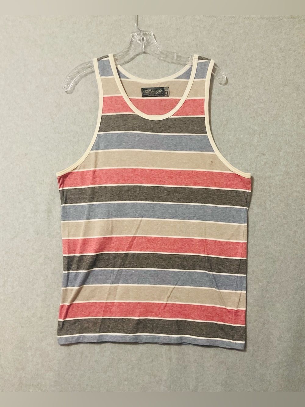 Retrofit Mens  Striped Tank Top Y2K Surf Skater Sleeveless Sz XL